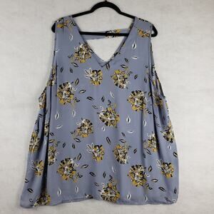 Maurices Women's 3X Sleeveless Cutout Back Blouse Dusty Purple Floral Leaf Print